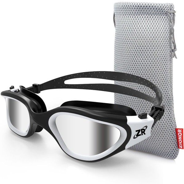 ZIONOR Swimming Goggles G1 Polarized Swim Goggles UV Protection Watertight Anti-Fog Adjustable Strap Comfort fit for Unisex Adult Men and Women-Silver Lens