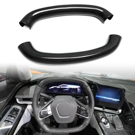 Car Steering Wheel Circle Round Cover for Corvette C8 Z51 Z06 E-Ray Stingray 2020 2021 2022 2023 2024, Genuine Carbon Fiber Interior Trim (Carbon)