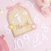 Gosknor Baby Monthly Milestone Card, Bow & Flower Wooden Baby