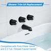 Coolfell Matte Black Bath Tub Spout Shower Trim Kit, 3
