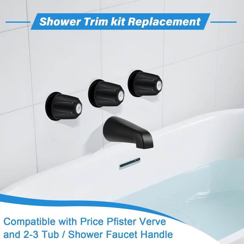 Coolfell Matte Black Bath Tub Spout Shower Trim Kit, 3