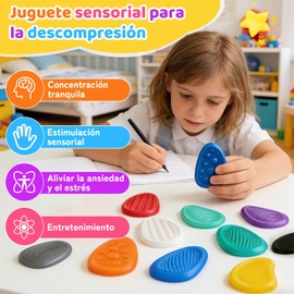 TGEXYI 24PCS Piedras Sensoriales Texturizadas y Anillos Fidget para Niños, Juguete Sensorial, Fidget Toys, Alivio de Ansiedad, Juguetes Antiestrés, para Clases,Casa,Regalos Cumpleaños