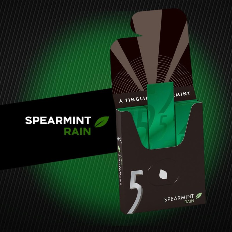 5 Rain Spearmint Sugarfree Gum, 6 Value Packs (36 packs