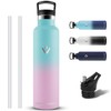 Stainless Steel Drinking Bottle, 1 Litre, Water Bottle with Straw,