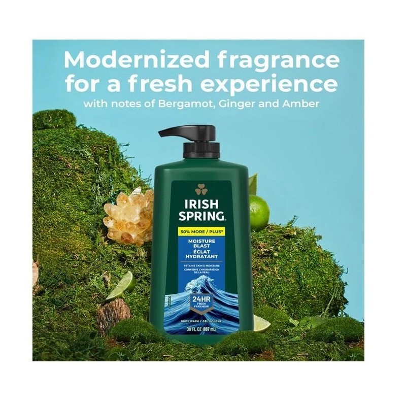 Irish Spring Mens Body Wash, Moisture Blast Body Wash for