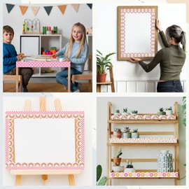 VABAMNA Bulletin Board Borders Retro Classroom Decorations, 84Ft Groovy Bulletin Board Border Daisy Floral Rainbow Decor Colorful Scalloped Trim Border for Teacher Back to School Supplies Classroom De