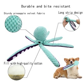 YSIMPAONK Dog Toys, Stuffed Dog Toys for Large Dogs, Cute Plush Dog Toys for Small/Medium/Large Dogs to Play (Blue Big Head Octopus)