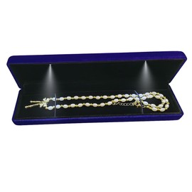 GBYAN Velvet Chain Necklace Box with LED Light, Long Bracelet Storage Case, Jewelry Display Gift Box for Engagement, Anniversary,Wedding and Birthday,Blue