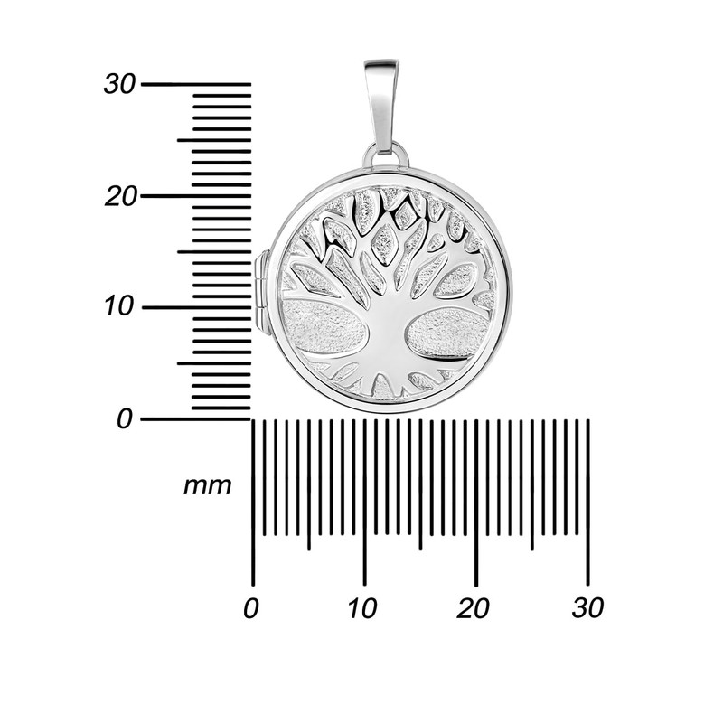 Tree of Life Locket Decorated Round 925 Sterling Silver to