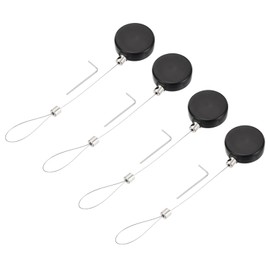 sourcing map 1.8 ft Retractable Cable Lock with Latch Remote Control Security Lock with Adjustable Cord Tether Anti Theft for Laptop, TV, 200g, Black, 4 Pack