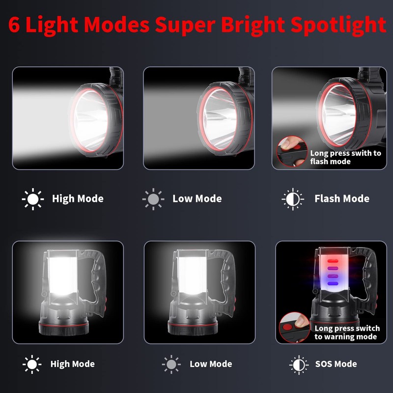 Vanvale Superbright LED Handheld Searchlight Tactical Waterproof Spotlight High Power