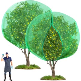 Fanfanwin 2 Packs 10 x 10 ft Large Fruit Tree Netting Bags with Zipper and Drawstring Squirrels Insect Bird Plant Cover for Fruit Trees Fruit Tree Net Protection