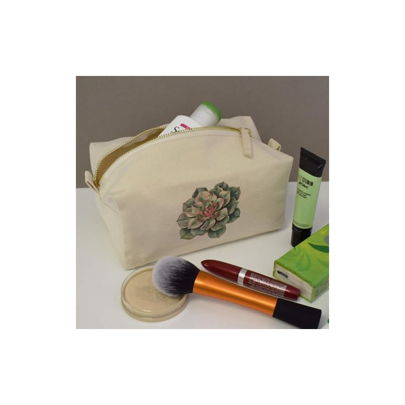'Vintage Succulent' Canvas Wash Bag/Makeup Case (CS00041831)