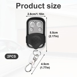 2Pcs 433mhz Universal Garage Door Remote Control Fob, Automatic Garage Door Remote Control Key Fob for Car Garage Door Gate,with Key Cover Slide
