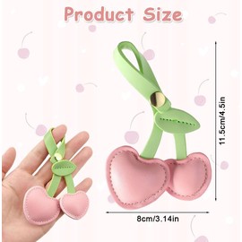 HANNEA® Llavero de Cereza Rosa para Mujer y Niñas, Accesorio de Moda en Blanco para Bolsos y Carteras, Llaveros de Cuero PU y Acrílicos Elegantes