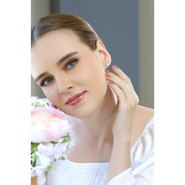 Opal Earrings for Women Sterling Silver Simulated White Opal 4mm Round-Cut Solitaire Small Stud Earrings