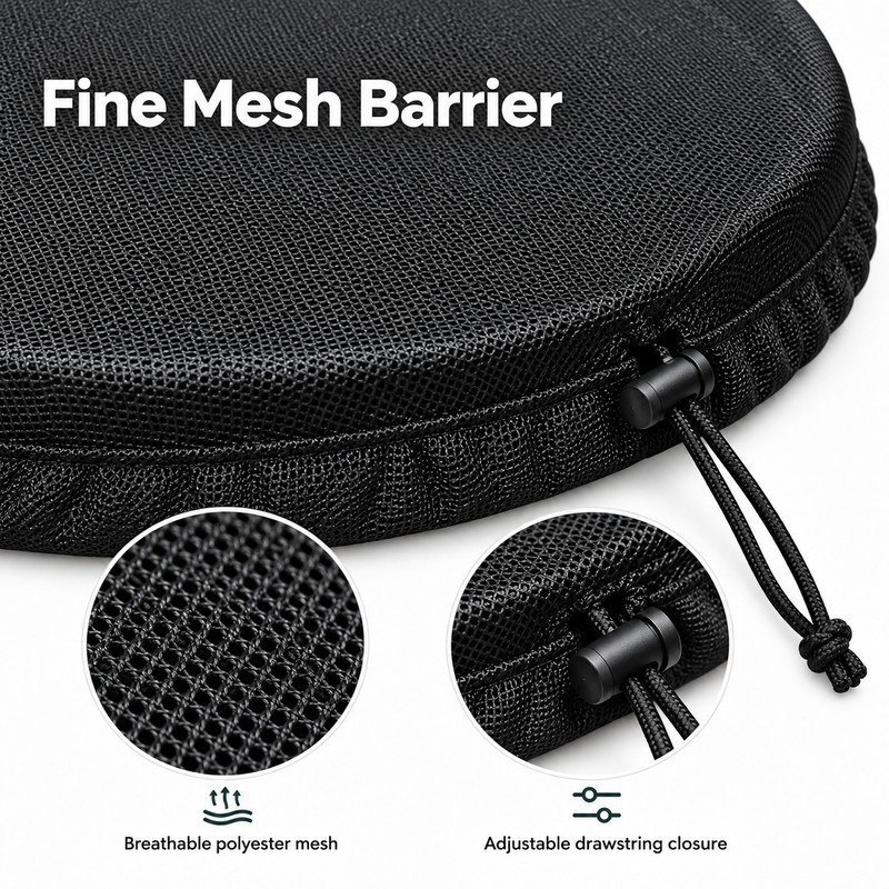 Drawstring Mesh Rain Barrel Cover for Outdoor Water Storage –