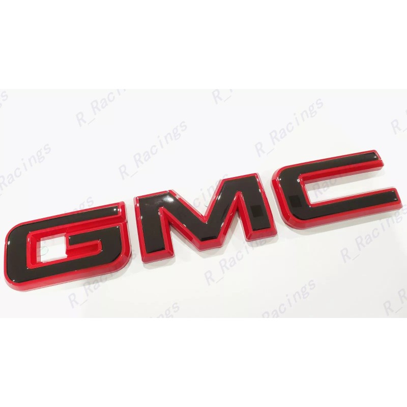 Auto Front Rear Gloss Red Black Emblem Overlay 2019+ GMC