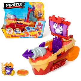 PIRATIX ADVENTURE WORLD Sea Crusher - Pirate Ship in Crab Shape, Includes 1 Pirate Ship, 1 Exclusive Piratix, 1 Exclusive Treasure, 1 Accessories, 1 Cannon and 1 Projectile
