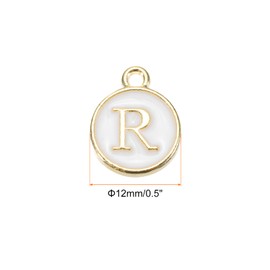 MECCANIXITY Alphabet R Letter Charm Double Sided Enamel Initial Alphabet Pendant White, for Necklace Bracelet Earring Jewelry Making, Pack of 20