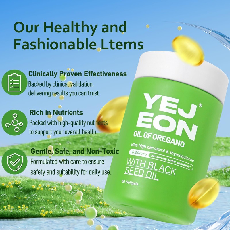 YEJEON Organic Oil of Oregano Capsules with Black Seed Oil