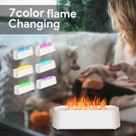 7Color Aroma Diffuser with Remote,Volcano Diffuser for Home Large Room，Flame Diffuser Humidifier 10.7"×3"×3.1" (White)