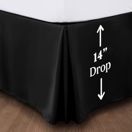 Lux Decor Collection Bed Skirt - Easy Fit Queen Bed Skirt 14 Inch Tailored Drop - Brushed Microfiber Quadruple Pleated Bed Skirt - Wrinkle, Fade, Stain Resistant (Queen, Black)