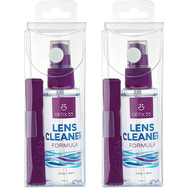 Lens Cleaner Spray Kit - Alcohol & Ammonia Free | Eye Glasses Cleaner Spray + Microfiber Cloths | Safe for Eyeglasses, Lenses & Screens | Streak-Free, Unscented (Small)