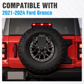 EYOUHZ for Ford Bronco Spare Tire Mount License Plate Frame with LED Light Compatible with 2021 2022 2023 2024 Ford Bronco 2/4 Doors, Carbon Steel Rear Wheel Licence Bracket Holder Relocation, Black