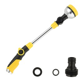 19" Gardening Watering Wand | 8 Spray Patterns & Thumb-Controlled Switch | 180° Rotating Long Nozzle| for Plants, Hanging Baskets and Shrubs, Pet Bathing, Wall Washing-Yellow