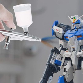 Ausuc Airbrush, Double Action, 0.01 inch (0.3 mm), 0.2 fl oz (6 cc, 20 cc, 40 cc), 3 Types of Cups, Gravity Airbrush Set, Plastic Model Painting, Hobby Painting Tool