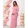 JustVH Women's Maternity Long Sleeve Off Shoulder Pregnancy Photography Dress