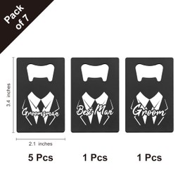 PartyGifts&beyond Groomsmen Gifts 7 PCS Credit Card Bottle Opener Stainless Steel Card Size Beer Bottle Opener Cap for Bachelor Party Favors(LJ-Struggle)