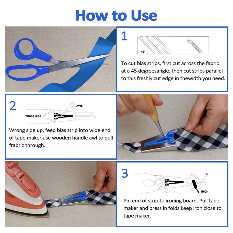 ieron 4 Sizes Bias Tape Maker Kit, Sewing Binding Quilting