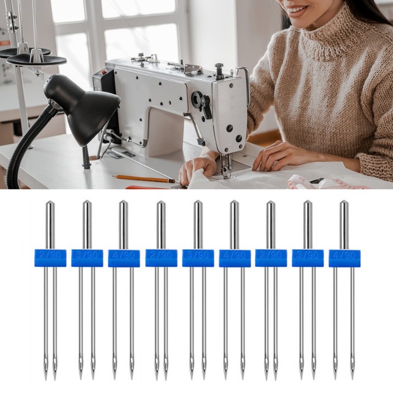 18pcs Sewing Machine Double Needle with Plastic Box Threader Simple