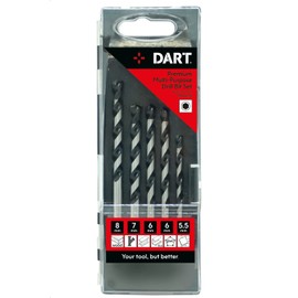 DART 5 PC Premium Hex Multipurpose Drill Bits Set - Drill Bits Sets Mixed Can Be Used as Wood Drill Bits/Tile Drill Bits/Metal Drill Bits/Plastic Drill Bit - Power Tool Accessories for Electric Drill