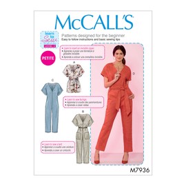 McCall's Patterns McCall's Learn Women's Jumpsuit and Romper, Sizes L-XL Sewing Pattern, White