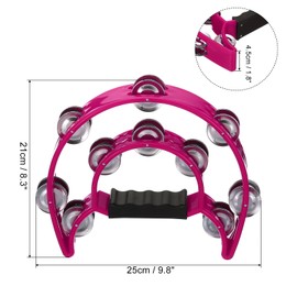 PATIKIL Tambourine, Hand Bell Wrist Bells Jingle Bells Percussion Instruments Musical Rhythm Band with 10 Double Row Bells for Adults Church Music Class Birthday Party Christmas, Pink