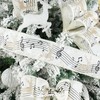 LIZLOVESS Ivory Music Note & Reindeer Christmas Wired Ribbon 2.5"