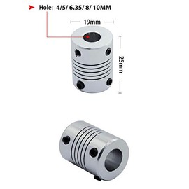 POWERTOOL 5PCS Flexible Shaft Couplings, 6.35mm x 8mm Aluminum Alloy Flexible Coupling for Connect Servo Motor, Stepper Motor, Machine Platform, etc.