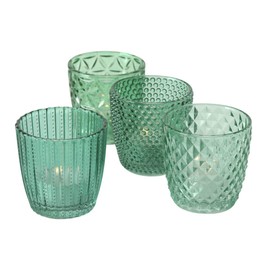 Windlicht Marilu 4tlg H/D7,5cm Petrol Glas Lackiert