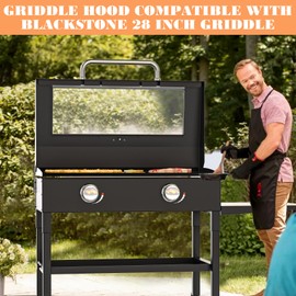 Upgraded Clear View Griddle Lid for Blackstone 28 Inch 1605 1839 1517 1853 1885 1856 Gas Griddle, Glass Hinged Griddle Lid Replacement Parts for 28" Blackstone 5003N Cover Accessories with Handle