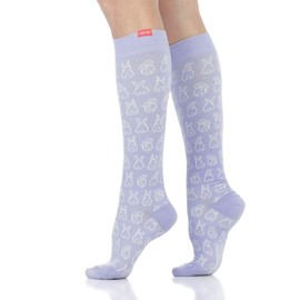 VIM & VIGR Cotton 20-30 mmHg Graduated Compression Socks (Lavender & Cream Funny Bunny, Large/X-Large (3))