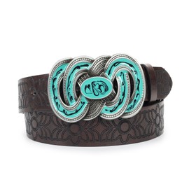 Mealah Western-Cowboy-Belts for Womens - Twisted-Buckle Embossed-Floral Cowgirl-Belts for Jeans (for 28-38''Waist)