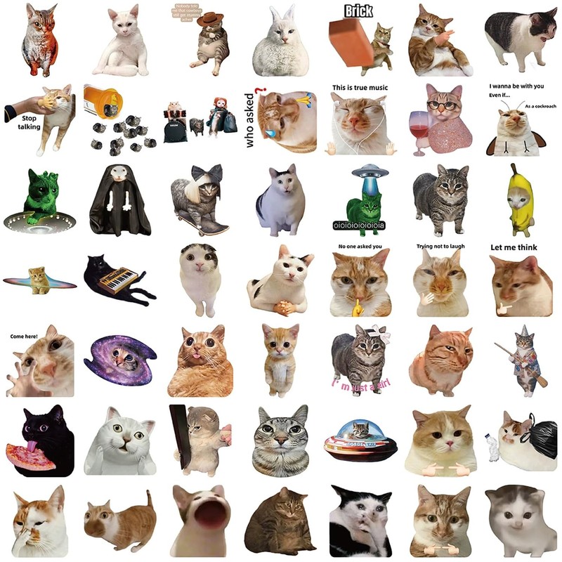 50 Stück Katze Aufkleber Pack Cat Sticker Set Wasserdichte Vinyl