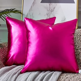 EUCIOR Hot Pink Throw Pillow,Decorative Pillow Cases,Neon Pillow Covers 22x22,Decorative Throw Pillow Covers Modern Metallic Shiny Cushion Cover,Gold Throw Pillows for Couch (Hot Pink)