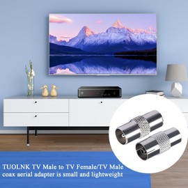 TUOLNK TV Aerial Connector Male to Male TV Aerial Cable Adapter for Aerial Cables Satellite Cables 9.5TV Male to TV Female Coaxial Cable Connectors 2Pcs
