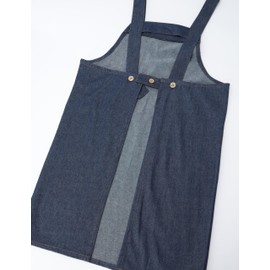 Edwin Apron with Two Stage Adjustable Back Button, Denim H-Shape, Both Side Pockets with Pen Insert, Navy, M, navy