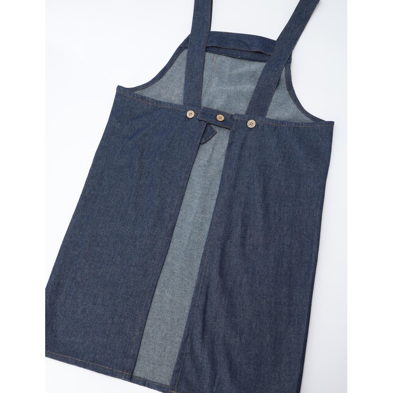 Edwin Apron with Two Stage Adjustable Back Button, Denim H-Shape,
