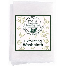 Natural Elephant Exfoliating Washcloth - Pearl White Japanese Shower Scrubber for Body - Single Washcloth for Gentle Skin Exfoliation